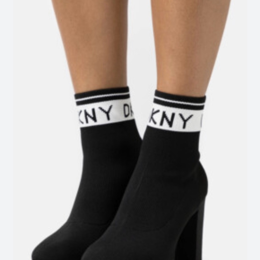 DKNY Black High-Heel Sock Boots